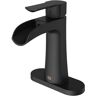 VIGO Paloma Single Handle Single-Hole Bathroom Faucet Set with Deck Plate in Matte Black