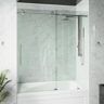 VIGO Elan Cass Aerodynamic 56 to 60 in. W x 66 in. H Sliding Frameless Tub Door in Stainless Steel with 3/8 in. Clear Glass
