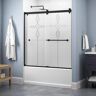 Delta Contemporary 60 in. x 58-3/4 in. Frameless Bathtub Door in Matte Black with 1/4 in. Tempered Tranquility Glass