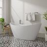 Empava 67 in. Acrylic Flatbottom Hourglass Freestanding Soaking Bathtub in White with Brushed Nickel Overflow and Drain