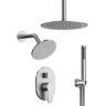 GRANDJOY Round Showers System 3-Spray 10 and 6 in. Dual Ceiling Mount Fixed and Handheld Shower Head 2.5 GPM in Brushed Nickel