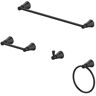 Glacier Bay Melina 4-Piece Bath Hardware Set with 24 in. Towel Bar, TP Holder, Towel Ring and Robe Hook in Matte Black