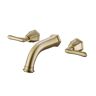 FLG Double Handle Wall Mount Roman Tub Faucet 3 Holes 4 GPM Brass Bathroom Bathtub Filler in Brushed Gold
