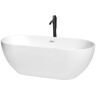 Wyndham Collection Brooklyn 67 in. Acrylic Flatbottom Bathtub in White with Shiny White Trim and Matte Black Faucet