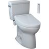 TOTO Drake 2-Piece 1.28 GPF Single Flush Elongated ADA Comfort Height Toilet in Cotton White, K300 Washlet Seat Included