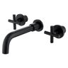INSTER AIM Double Handle Wall Mounted Faucet for Bathroom Sink or Bathtub in Matte Black