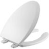 BEMIS Adjustable Never Loosens Elongated Enameled Wood Open Front Toilet Seat in White