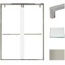 Transolid Eden 60 in. W x 80 in. H Sliding Semi-Frameless Shower Door in Brushed Nickel with Low Iron Glass