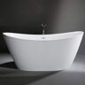 Empava 67 in. Acrylic Flatbottom Hourglass Freestanding Soaking Bathtub in White with Brushed Nickel Overflow and Drain