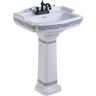 RENOVATORS SUPPLY MANUFACTURING India Reserve 22-7/8 in. Pedestal Combo Bathroom Sink in White Vessel Sink Basin with Blue and Gold Design Overflow