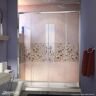 DreamLine Visions 60 in. W x 32 in. D x 74-3/4 in. H Semi-Frameless Shower Door in Chrome with Biscuit Base Right Drain