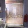 DreamLine Visions 60 in. W x 36 in. D x 74-3/4 in. H Semi-Frameless Shower Door in Chrome with Biscuit Base Right Drain