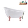 Streamline 53 in. x 25.6 in. Acrylic Clawfoot Soaking Bathtub in Glossy White with Matte Pink Clawfeet and Brushed Nickel Drain