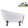 Streamline 53 in. x 25.6 in. Acrylic Clawfoot Soaking Bathtub in Glossy White with Brushed GunMetal Clawfeet and Matte Pink Drain