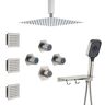 Mondawe Andalusia Multiple 7-Spray Patterns Dual 12 in. Ceiling Mount Rain Shower Heads with 2.5 GPM 3-Jet, Valve in Nickel