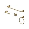 Glacier Bay Oswell 4-Piece Bath Hardware Set with 24 in. Towel Bar, TP Holder, Towel Ring and Robe Hook in Matte Gold