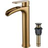 Dyiom Bathroom Vessel Sink Faucet Gold, 11 in. Brushed Gold Bathroom Faucet Waterfall with Metal  Word Bath Accessory Set