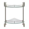 MODONA Oval 10.5 in. W Double Glass Corner Shelf with Pre-Installed Rails in Satin Nickel