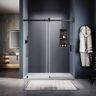 UNIKOO UKS05 66 to 72 in. W x 76 in. H Sliding Frameless Shower Door in Matte Black, EnduroShield 3/8 in. SGCC Clear Glass