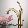 KRAUS Arlo Brushed Gold Basin Bathroom Faucet with Lift Rod Drain and Deck Plate