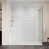 OVE Decors Tampa 58 13/16 in. W x 72 in. H Rectangular Pivot Frameless Corner Shower Enclosure in Satin Nickel with Shelves