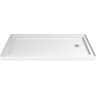 DreamLine Infinity-Z 34 in. x 60 in. x 72in. Frameless Sliding Shower Door Oil Rubbed Bronze Right Drain Shower Pan Base in White