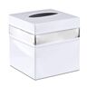 Monarch Abode Handcrafted Metal Tissue Box Cover in White with Nickel Band