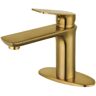 Kingston Frankfurt Single-Handle Single Hole Bathroom Faucet with Push Pop-Up; Faucet; Mounting Hardware in Brushed Brass