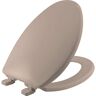 BEMIS Kimball Soft Close Elongated Plastic Closed Front Toilet Seat in Fawn Beige Never Loosens