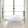 Vanity Art Noyers 59 in. Solid Surface Resin Stone Flatbottom Freestanding Bathtub in Glossy White