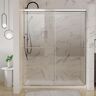 INSTER Aim 60 in. W x 72 in. H Sliding Framed Shower Door in Brushed Nickel with Clear