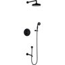 matrix decor 1-Spray Patterns with 1.8 GPM 9.06 in Wall Mount Dual Shower Heads with Embedded Box and Bathtub Faucet in Matte Black