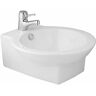 RENOVATORS SUPPLY MANUFACTURING Essex White Ceramic Bathroom Vessel Sink Small Countertop 17-1/2 Inch with Overflow and Single Faucet Hole