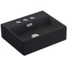 WS Bath Collections Quattro 40 BG Wall Mount / Vessel Bathroom Sink in Glossy Black with 3-Faucet Holes