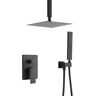 Mondawe Hi-Q 1-Spray Patterns Pressure Balance Shower Faucets Set with 2.5 GPM 9.8 in. Ceiling Mount Dual Shower Heads in Black