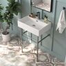 DEERVALLEY 24 in. Ceramic White Rectangular Bathroom Console Sink with Silver Legs and Overflow