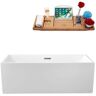 Streamline 58 in. Acrylic Flatbottom Non-Whirlpool Bathtub in Glossy White with Brushed Nickel Drain and Overflow Cover