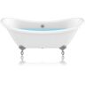 ANZZI Belissima 69 in L x 28 in W Acrylic Double Slipper Clawfoot Soaking Bathtub in White with Chrome Eagle's Talon Feet