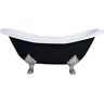 Aqua Eden 72 in. Cast Iron Brushed Nickel Double Slipper Clawfoot Bathtub in Black