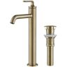 KRAUS Ramus Single Hole Single-Handle Vessel Bathroom Faucet with Matching Pop-Up Drain in Brushed Gold