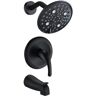 Miscool Linda 5-Spray Patterns with 1.8 GPM 6 in. Wall Mount Rain Fixed Shower Head in Matte Black