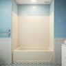 DreamLine QWALL-VS 56 in. - 60 in. W x 62 in. H x 36 in. D 4-Piece Glue Up Acrylic Alcove Tub Backwalls in Biscuit