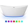 Empava 67 in. Acrylic Flatbottom Hourglass Freestanding Soaking Lighted Bathtub in White with Brushed Nickel Overflow and Drain