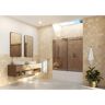 Glass Warehouse Equinox 56 in. - 60 in. W x 78 in. H Frameless Tinted Sliding Bathtub Door in Brushed Bronze with Clear Glass