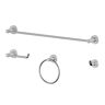 Ultra Faucets Kree 4-Piece Bath Hardware Set with 24 in. Towel Bar, Towel Ring, Toilet Paper Holder and Robe Hook in Brushed Nickel