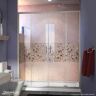 DreamLine Visions 60 in. W x 30 in. D x 74-3/4 in. H Semi-Frameless Shower Door in Brushed Nickel with White Base Right Drain