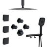 Mondawe Andalusia Multiple 7-Spray Patterns Dual 12 in. Ceiling Mount Rain Shower Heads with 2.5 GPM 3-Jet, Valve in Matte Black