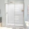 DreamLine Infinity-Z 34 in. D x 60 in. W x 78-3/4 in. H Sliding Shower Door Base and White Wall Kit in Chrome and Clear Glass