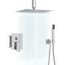 Logmey 2-Spray Patterns with 1.8 GPM 10 in. Ceiling Mount Spray Shower Slide Bar Dual Shower Head in Chrome