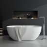 SJ STAR&JANE Kylie 59 in. x 29 in. Stone Resin Freestanding Soaking Bathtub in White